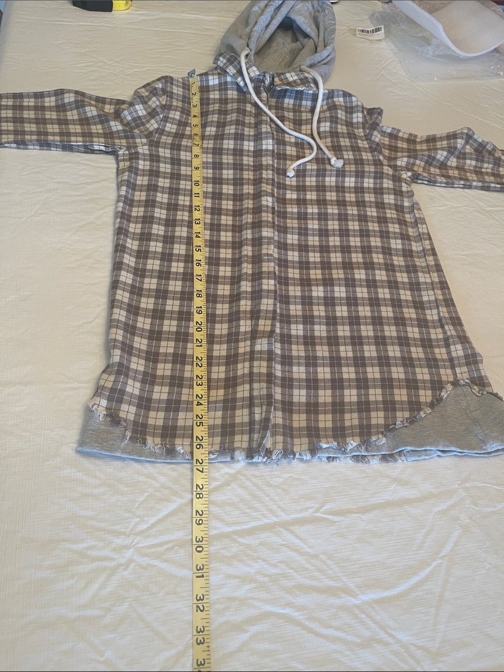 Gilded Intent Distressed Flannel Jacket with Hood EUC Size XS - Picture 10 of 14